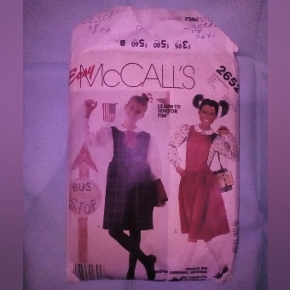 Easy McCall's 2652 Jumper Pattern (girls' sizes 10-12-14)
